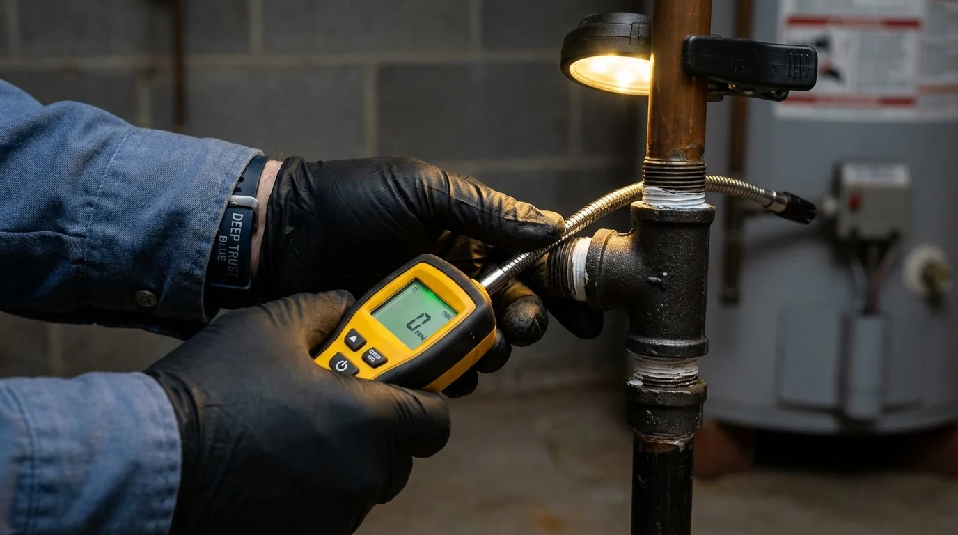 Gas leak detection with electronic sniffer by Johns Plumbing LLC in Minetto
