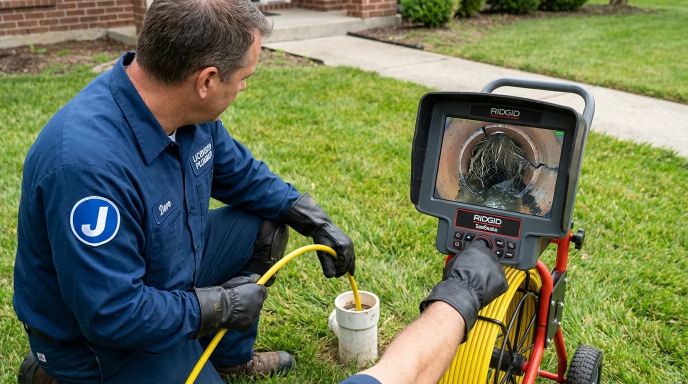 Sewer camera inspection being performed by Johns Plumbing LLC in Minetto